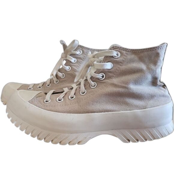 Converse Chuck Taylor AllStar Lugged High-Top Chunky Greige Sneaker Shoes Sz 9.5 - Picture 2 of 12